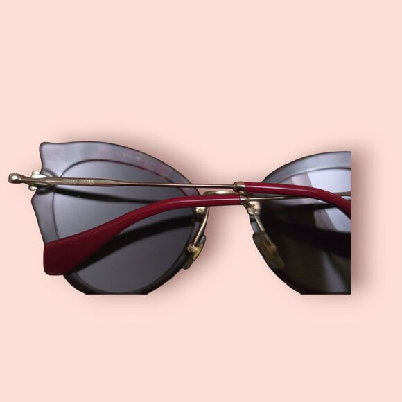 Miu Miu SMU 05S Noir Crystal Cat Eye Sunglasses Burgundy Marbled Havana Italy main image 5
